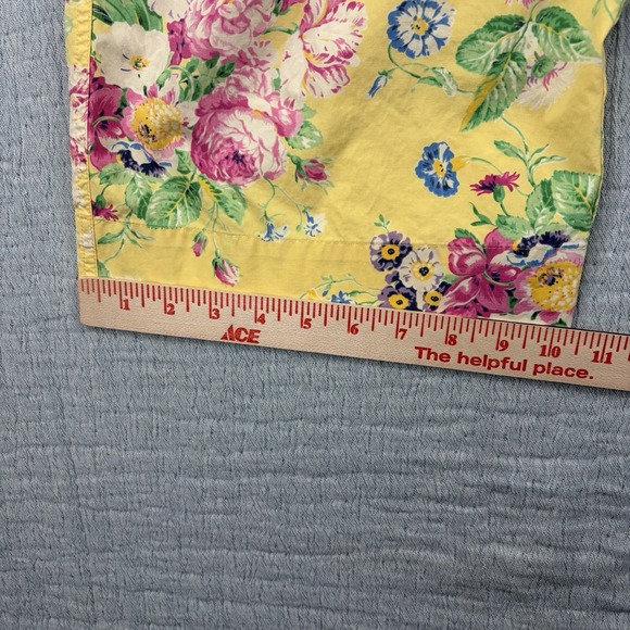 Vintage Lauren Ralph Lauren Yellow Floral Flat Front Pockets Belt Loops Crop 12 - Picture 2 of 9